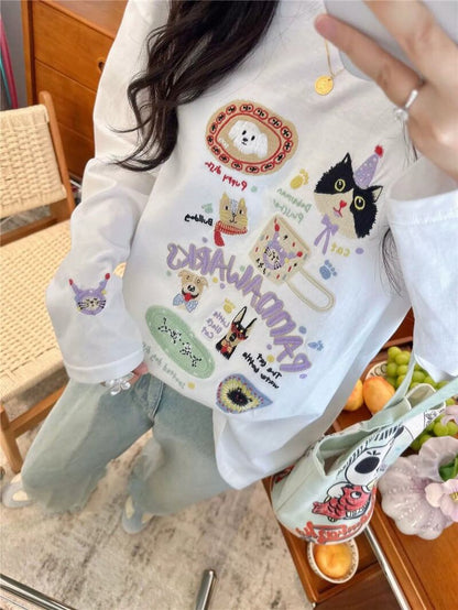 新商品 大人可愛い 求めてたデザイン 肌触り抜群 プリント 5色選択 TシャツE-9369