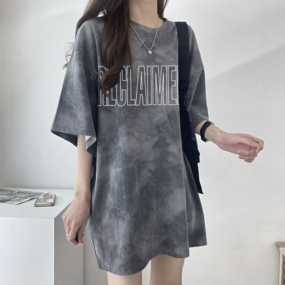 海外トレンド カジュアル 好感度UP 絞り染め 全4色 半袖 Tシャツ E-9219