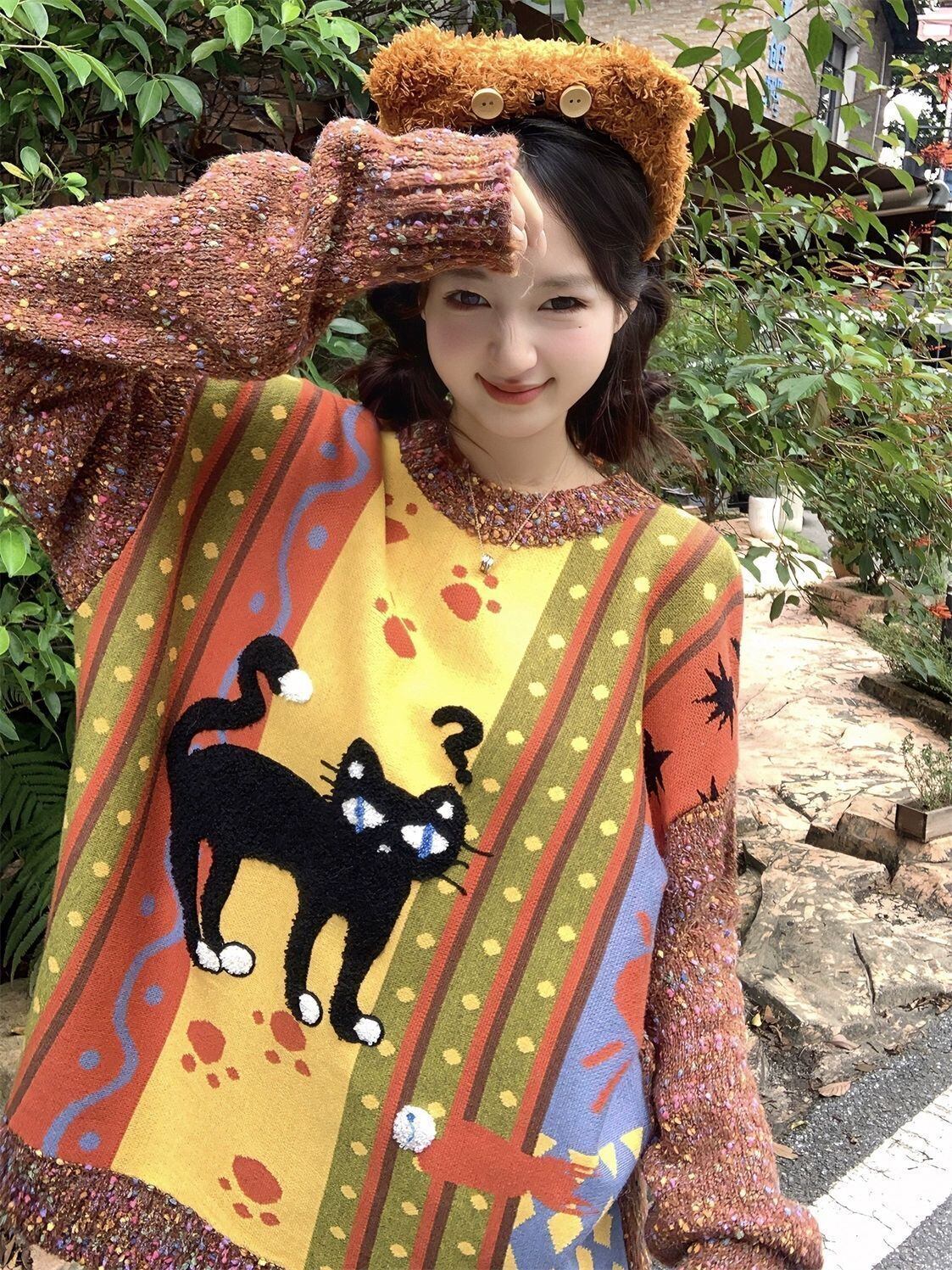 話題沸騰中 大人可愛い 海外トレンド 柔らかくて優しい印象 ニットセーターE-9762