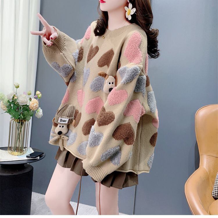 着回し力抜群 スタイルアップ 大人可愛い カジュアル 2色選択ニットトップスE-10582