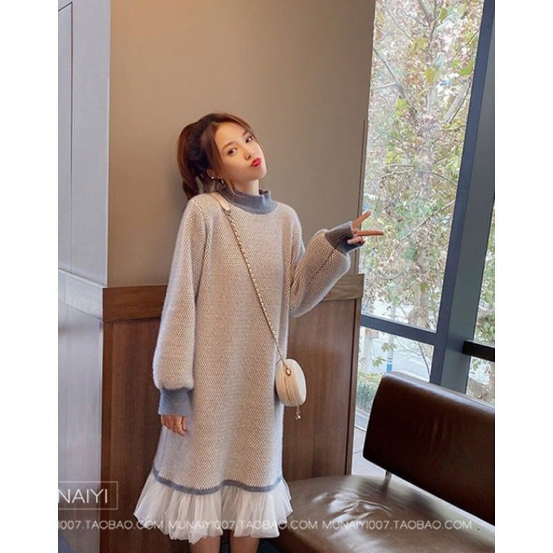 大人可愛いスウィートニットワンピース全2色E-4314