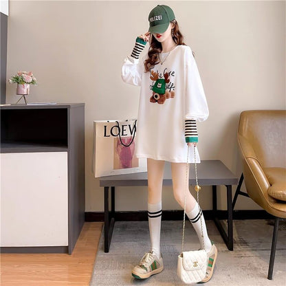 着心地抜群 ラウンドネック 好感度満載 カートゥーンプリント シャツ ブラウスE-2664