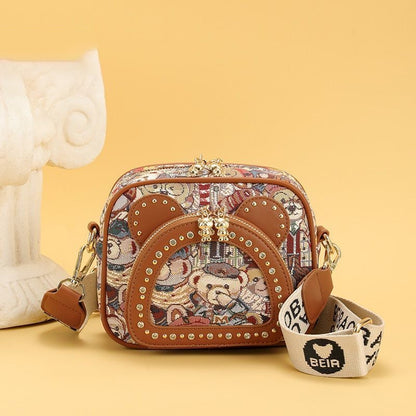 新商品 存在感のある 人気上昇中 キュート ファッション 3色選択可 ベアパターンショルダーバッグE-9860