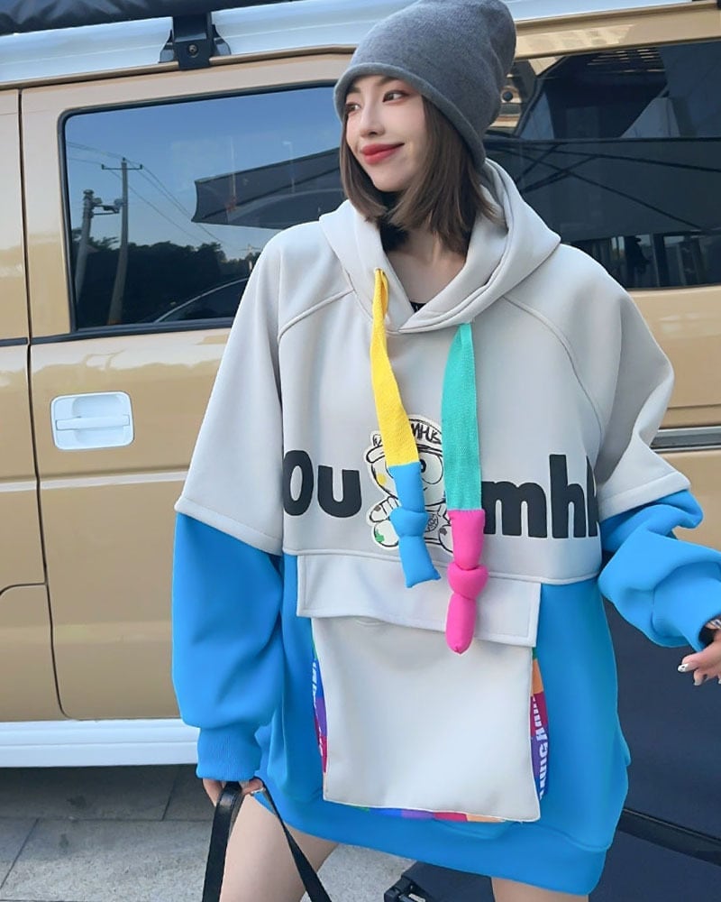 【裏起毛】 個性派 早い者勝ち ファッション ルーズパーカーE-5705