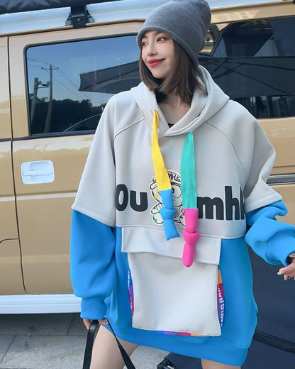 【裏起毛】 個性派 早い者勝ち ファッション ルーズパーカーE-5705