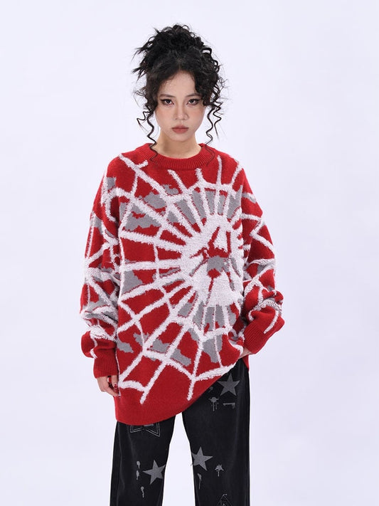 おしゃれ度アップビッグ刺?ロゴゆったりニットセーター全2色   E-4572