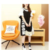 好感度UP 切り替え  レイヤード風 プリント Tシャツ ゆったりワンピース＜ins-8105＞