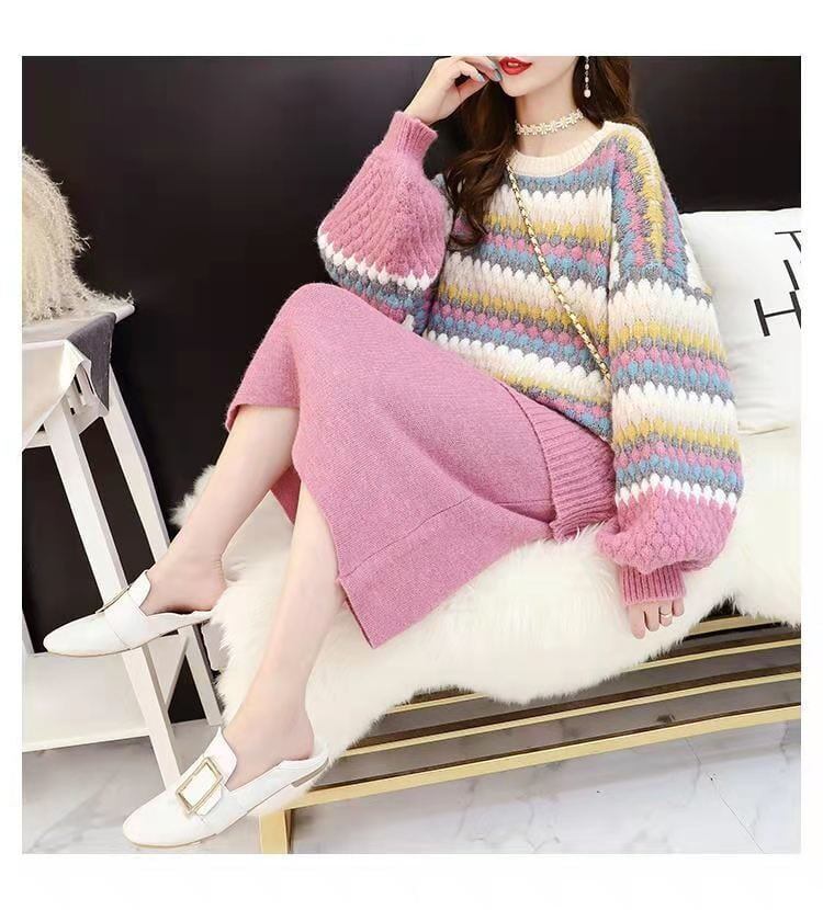 「上品な美しさ」女性らしい落ち着いたファッション  4色選択 ニットトップスE-10696