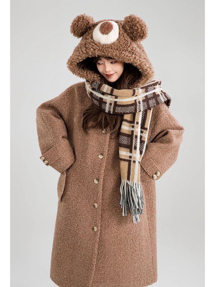 超人気 絶対流行 高級感溢れる 大人可愛い デザイン性抜群 ロングウールコートE-9948