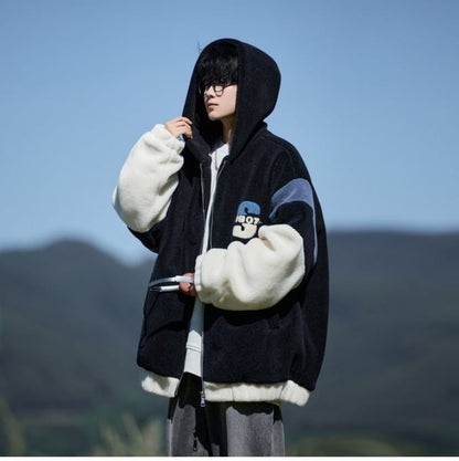 話題沸騰中 もこもこボア 3色展開 ジップアップパーカーE-12582
