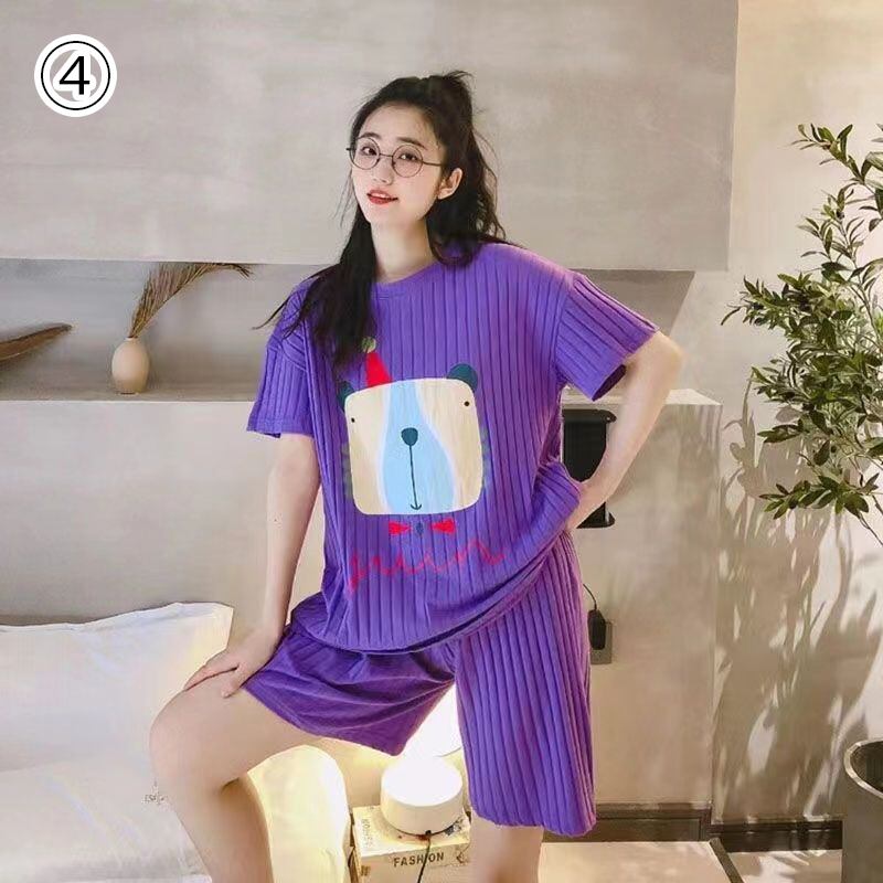 今季マストバイ パジャマ 着心地良い 4種選択 プリント 半袖トップスⅹショートパンツセットE-9182