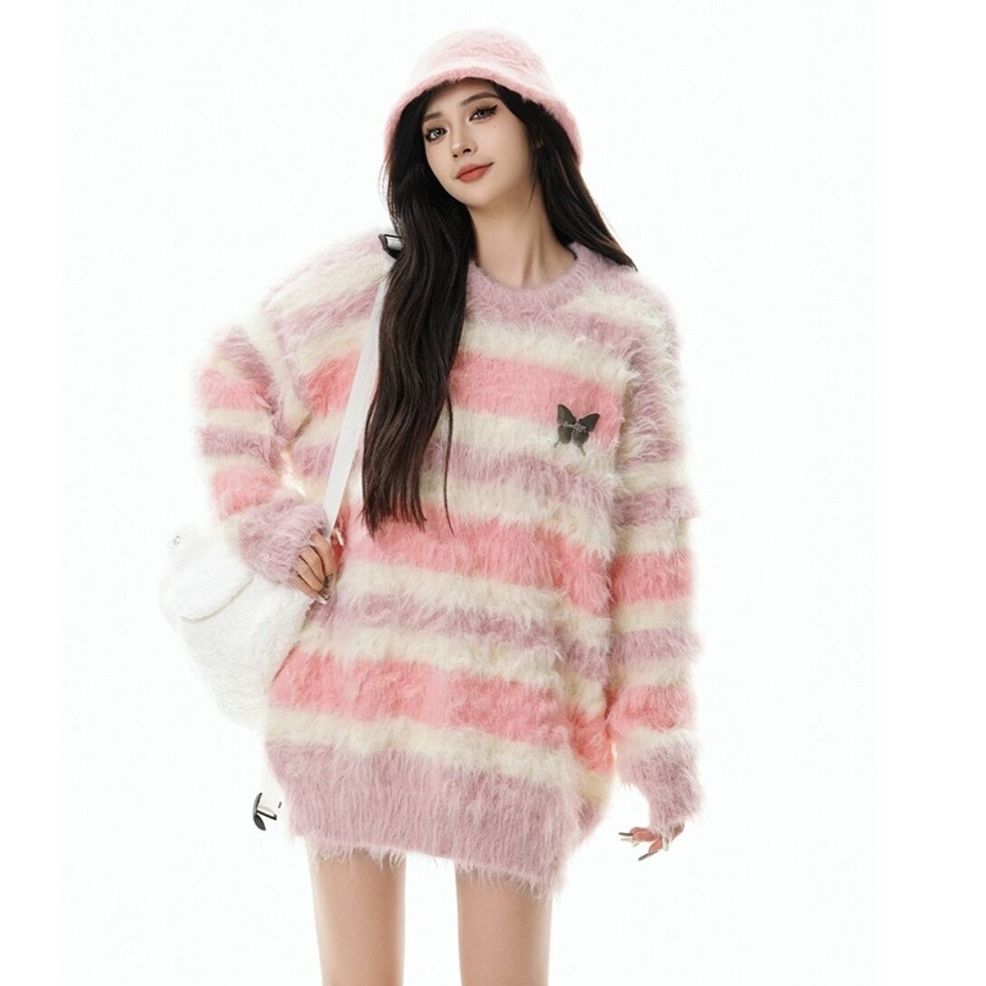 好感度100％ ニットセーター 個性的なデザイン E-10134