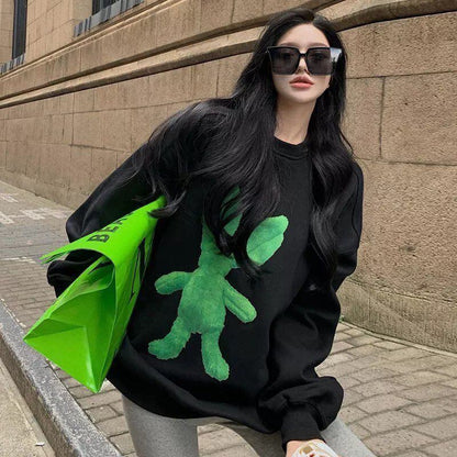 トレンドアイテム 2色選択 個性的なデザイン ニットセーター E-10361