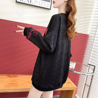 定番シンプル アルファベット刺 ハートマーク 三色 スウェットE-3996