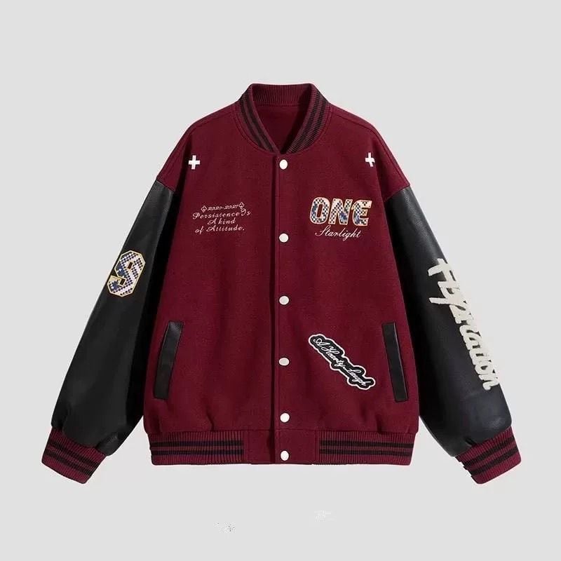 【中棉】人気爆発中 アメリカンレトロ 配色切り替え 刺繍ロゴ ユニセックス スタジャンE-12627