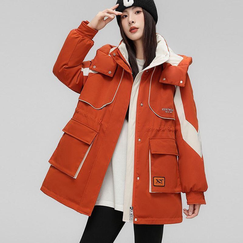 ファッション 4色選択 スタイルアップ フード付きジッパーコート E-10012