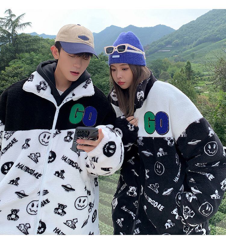 大人の定番シンプル 2色選択 カジュアル ラムフリース コート ボアジャケットE-10011