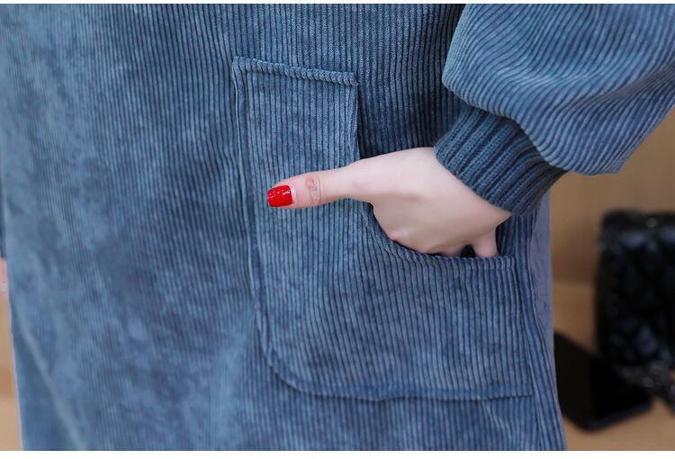 【裹起毛】質感のいい 4色デニム プラスベルベット長袖 ニット セーター E-10226