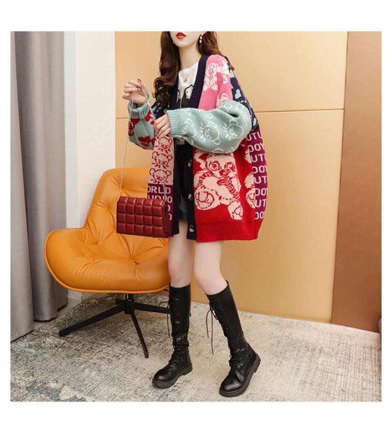 ルーズレイジースタイル漫画セーターカーディガントE-5021