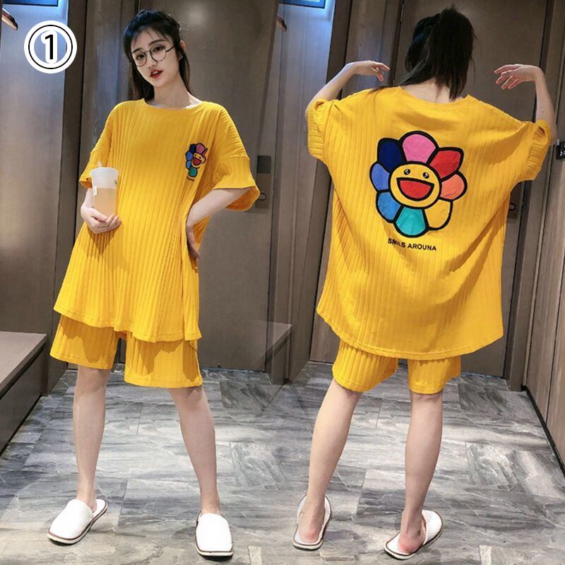 今季マストバイ パジャマ 着心地良い 4種選択 プリント 半袖トップスⅹショートパンツセットE-9182