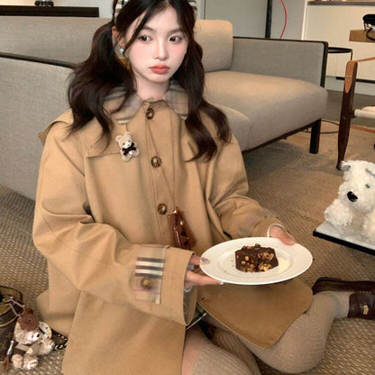 絶対欲しい おしゃれ度高め 上品 切り替え オーバーコート+スカートセットE-9518