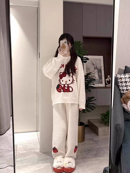 【人気急上昇中！】柔らかな肌触りで着心地も楽ちん！モコモコ パジャマ ルームウェア 上下セットE-10159