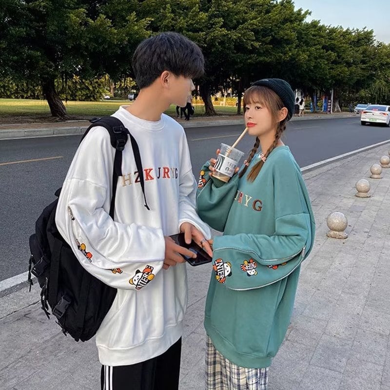 おすすめ熊柄  刺?ロゴ ユニセックスゆったりスウェット全4色E -4657