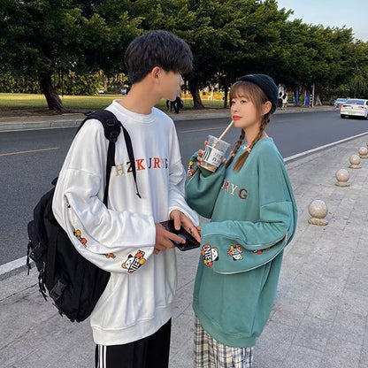 おすすめ熊柄  刺?ロゴ ユニセックスゆったりスウェット全4色E -4657