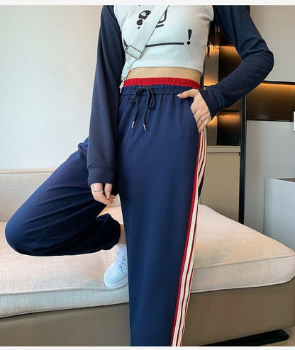 【半額！期間限定！！】定番シンプル 三色 ストライプ柄 スウェット ジョガーパンツ E-4095
