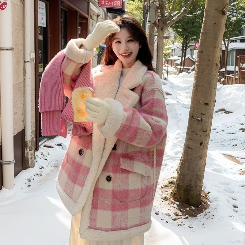 気質アップ カジュアル 柔らかくて優しい印象 ラムフリース コート ボアジャケット E-10570