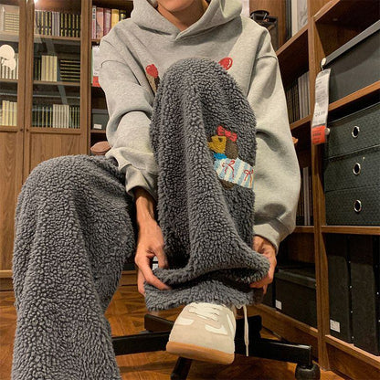 定番シンプル おしゃれ度高め 着回し力抜群 男女兼用 4色選択 ウールワイドレッグパンツ E-10323