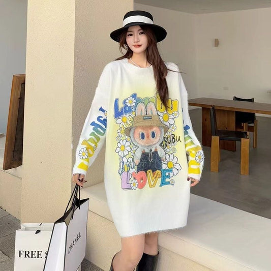 大人可愛い プラスベルベット デザイン性抜群 ニットE-10306