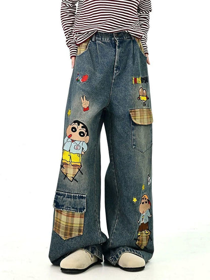 売り切れ必至 プラスベルベット  デニム ワイドパンツE-12352