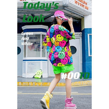 超人気 個性派 ファッション ルーズ 半袖シャツE-6757