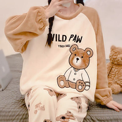 新商品 デザイン性抜群 大人可愛い 着心地良い 4種選択 コーラルベルベットパジャマ トップス+パンツセット E-9765