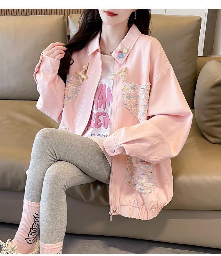 韓国風ファッションおしゃれ度高め 2色選択 柔らかくて優しい印象 ジャケット E-9505