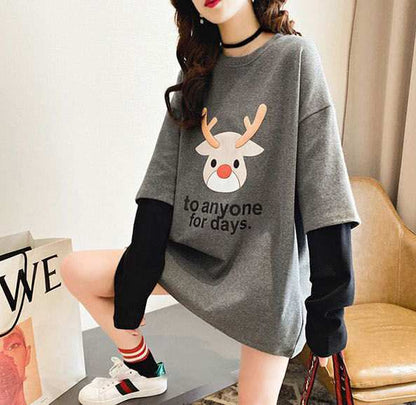 主役級 プリント カジュアル 4色選択 スウェットE-10932