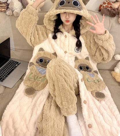 大活躍 コーラルベルベットパジャマ女性冬プラスベルベットと厚みのある 個性的なデザイン 3種選択 パジャマE-9855