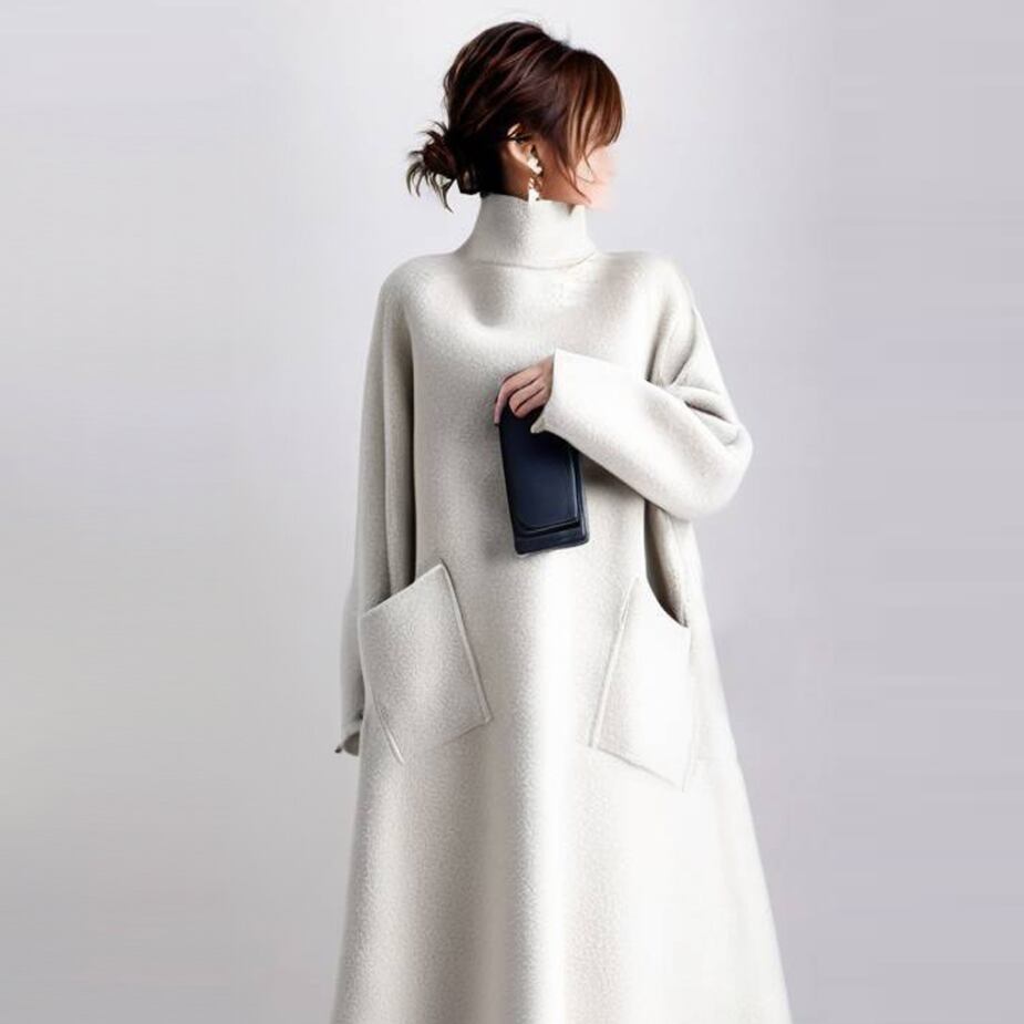 デザイン感抜群レイヤード風ゆったり全2色ケープコートE-12217