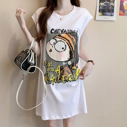 真夏も快適 着心地良い ファッション感満々 プリント全4色 ノースリーブ Tシャツ カットソーE-9161