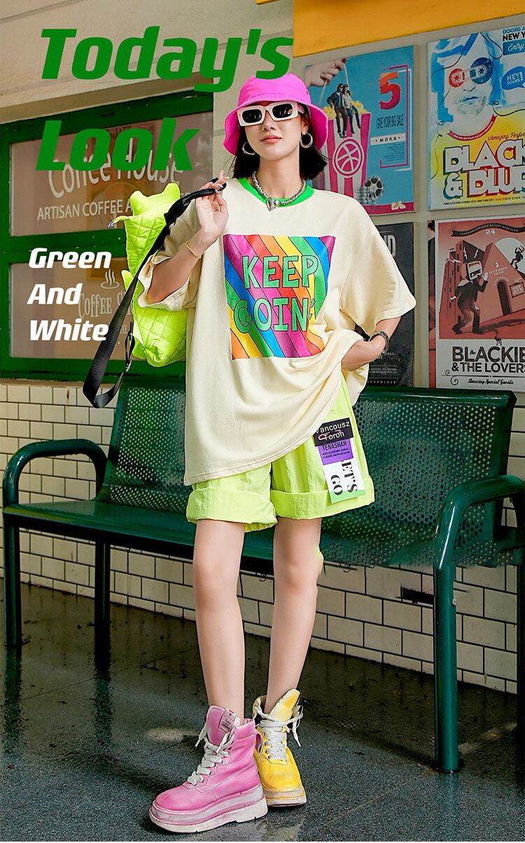 話題沸騰中 都市ファッショ オシャレ デザイン  ゆったり プリント 半袖TシャツiEf-9171