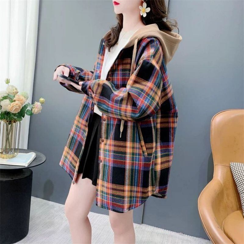 売り切れ必至 カジュアル スタイルアップ効果抜群 チェック柄 2色選択 シャツ E-9711