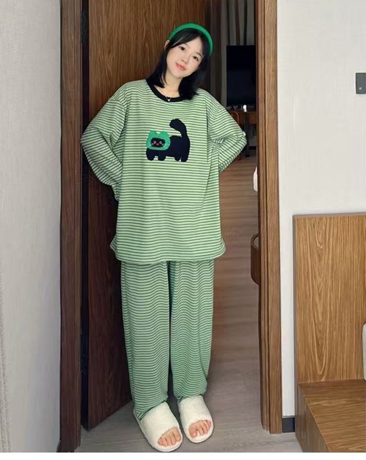 柔らかくて優しい印象 2種選択 着心地良い トップス+パンツセット パジャマE-10906