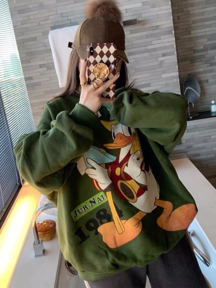 大人可愛い   プリントオーバーサイズスウェット三色ありE-4191