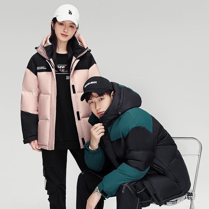 激安販売中 冬服 ダウン  暖かい 撥水加工 ペアコーデ 切り替え配色 男女兼用 4色展開 ダウンジャケットE-12636