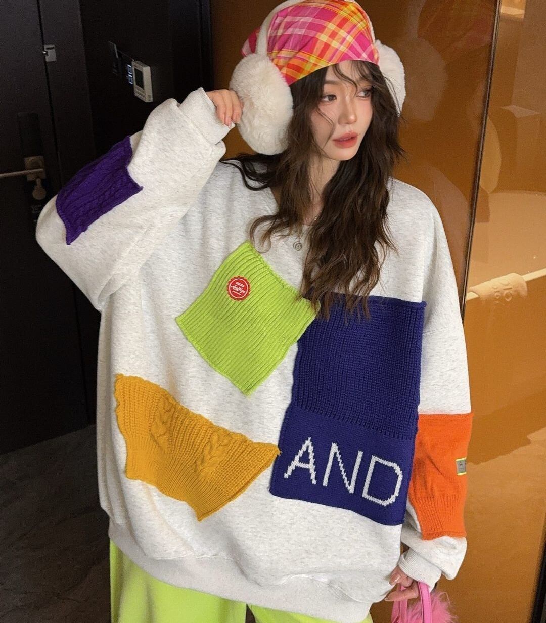 美人度アップ  キュート  柔らかくて優しい印象  カジュアル   3色 スウェット  E-12213