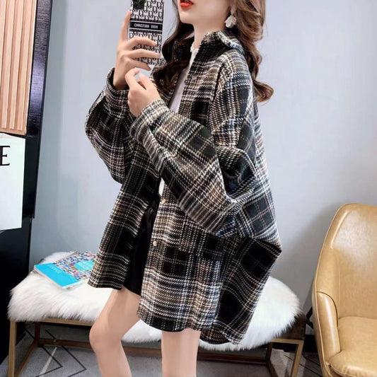 超人気 オシャレ 都市ファッショ デザイン 定番シンプル チェック柄 シャツ E-9646