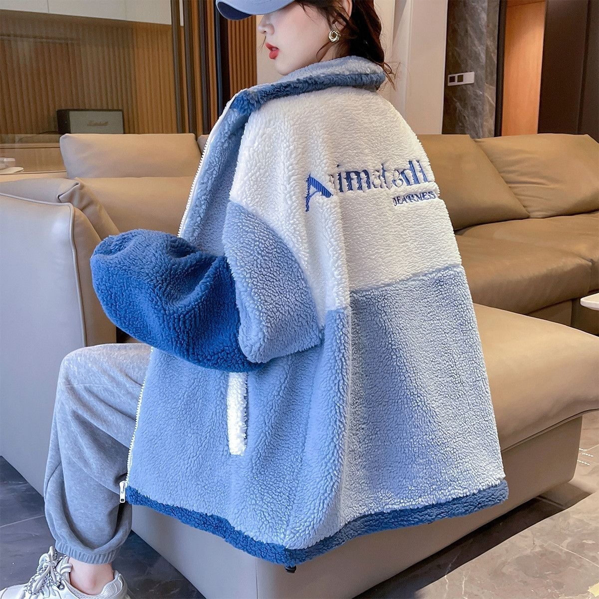 好感度UP 肌触り抜群 カジュアル 切り替え 2色選択 フリース コート ボアジャケットE-9870