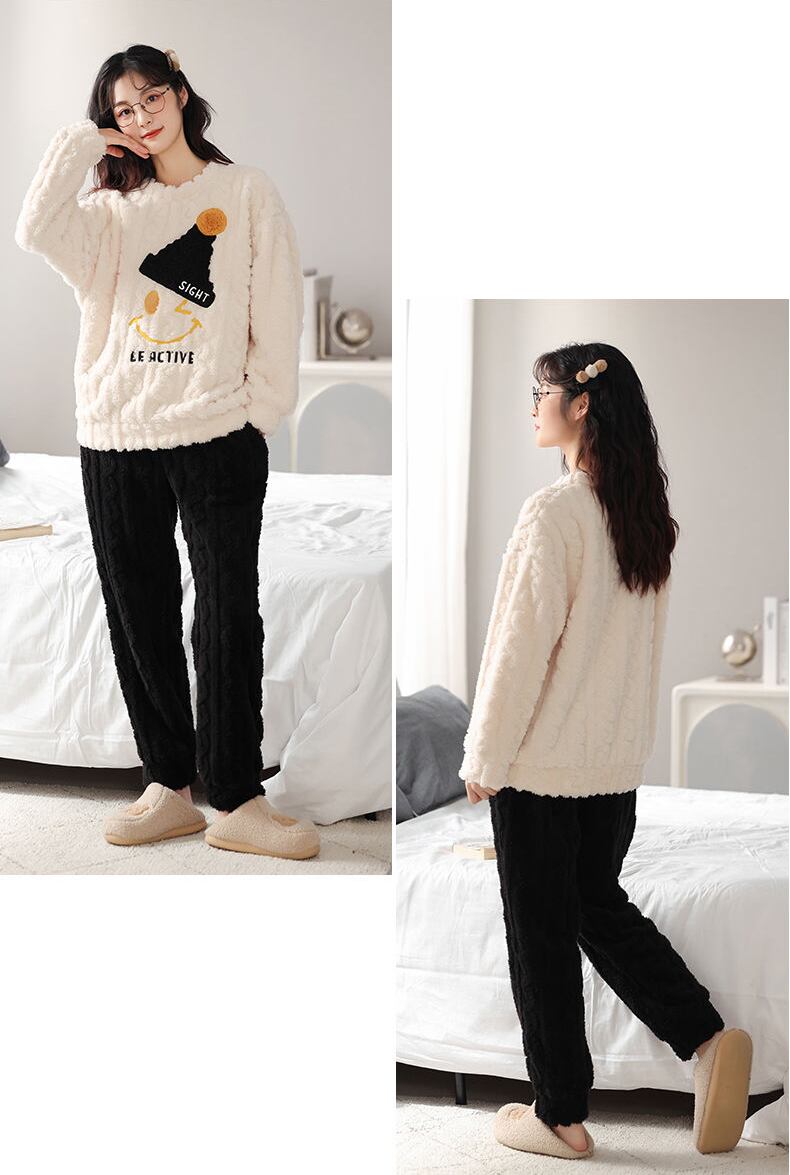 スタイルアップ効果抜群 3種選択 デザイン性抜群 サンゴフリース カップル パジャマ E-9770