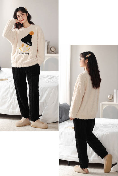 スタイルアップ効果抜群 3種選択 デザイン性抜群 サンゴフリース カップル パジャマ E-9770